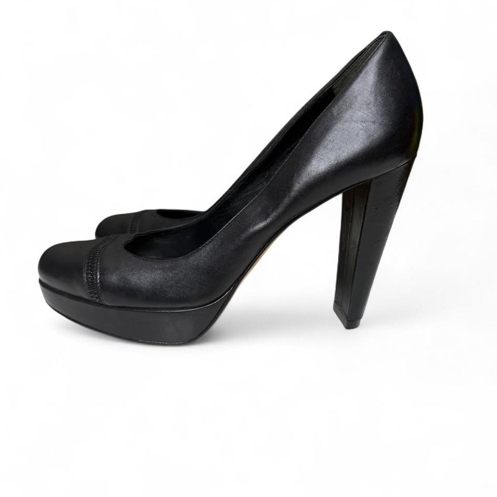 Cole Haan Stephanie Black Zipper Accent Leather Platform Pumps Nike Air